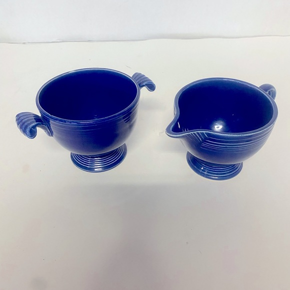 Fiesta Other - Vintage Fiesta Ring Creamer With Handle  , & Sugar Bowl . Cobalt Blue